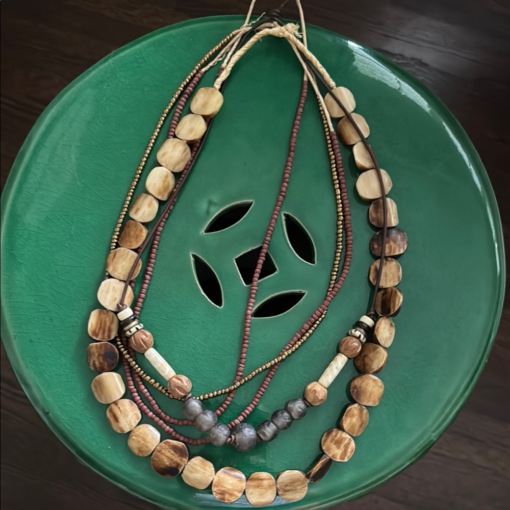 Twine &Twig Natural Multi-Strand Beaded Necklace Set